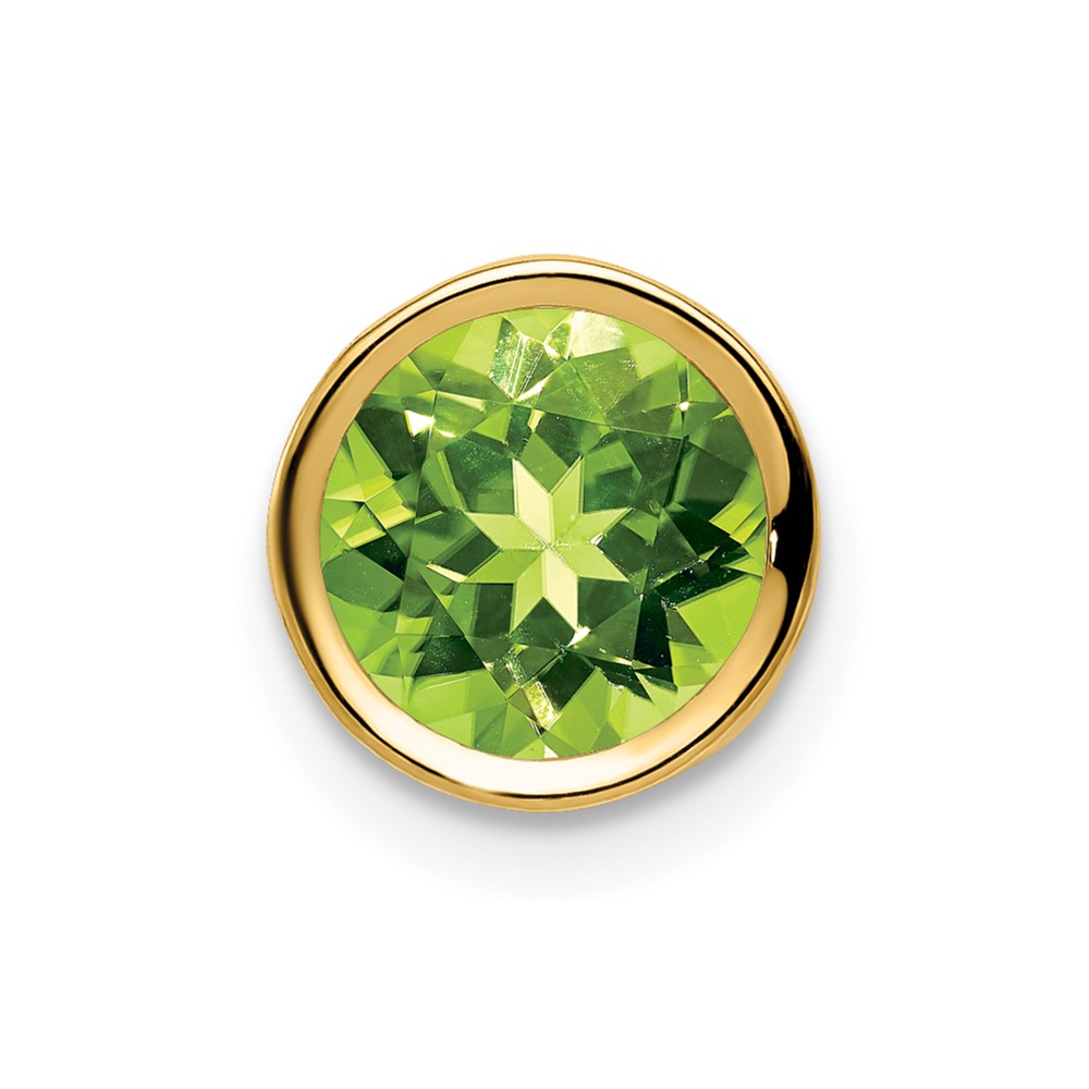 14K 7mm Yellow Gold Round Peridot Bezel Chain Slide