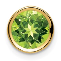 14K 7mm Yellow Gold Round Peridot Bezel Chain Slide view 1