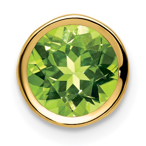 14K 7mm Yellow Gold Round Peridot Bezel Chain Slide