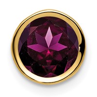 14K 7mm Yellow Gold Round Rhodolite Garnet Bezel Chain Slide view 1