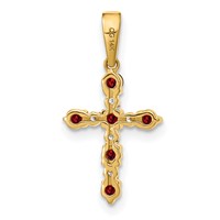 14K Yellow Gold Garnet and Diamond Cross Pendant view 3