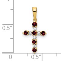 14K Yellow Gold Garnet and Diamond Cross Pendant view 4