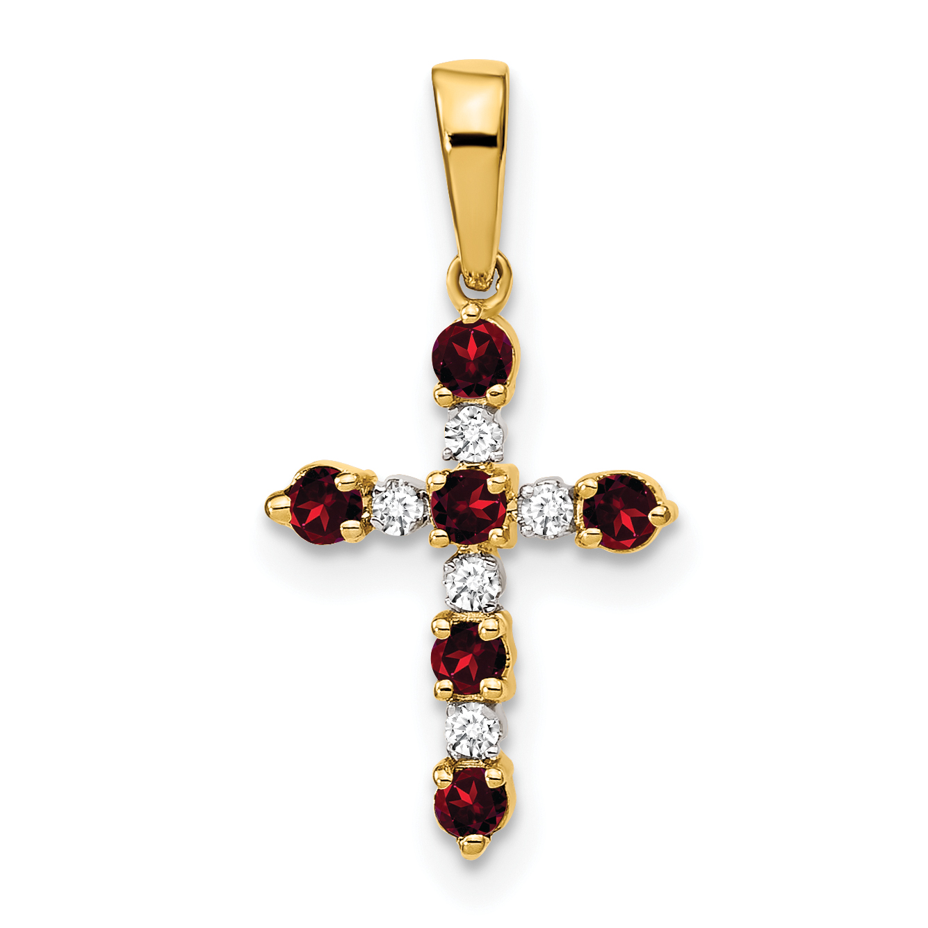 14k Garnet and Diamond Cross Pendant (XP3387GA/A)