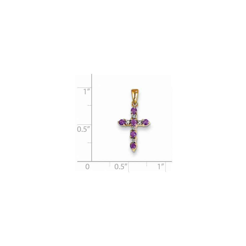 14k Amethyst and Diamond Cross Pendant (XP3387AM/A)