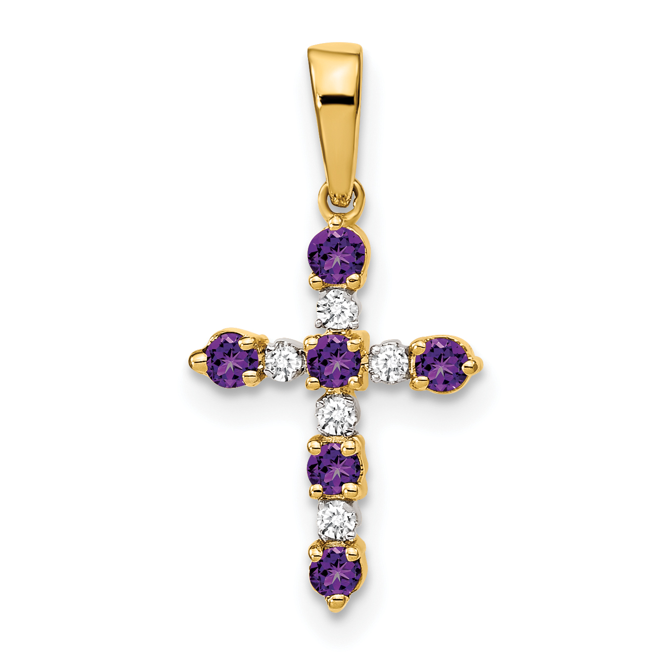 14k Amethyst and Diamond Cross Pendant (XP3387AM/A)