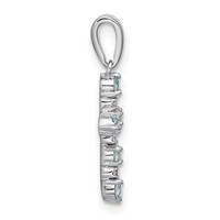 14K White Gold Blue Topaz and Diamond Cross Pendant view 2