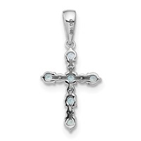 14K White Gold Blue Topaz and Diamond Cross Pendant view 4