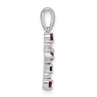 14K White Gold Garnet and Diamond Cross Pendant view 2