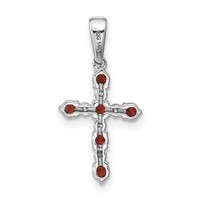 14K White Gold Garnet and Diamond Cross Pendant view 3