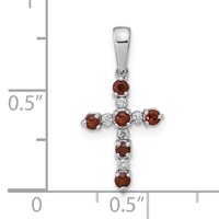 14K White Gold Garnet and Diamond Cross Pendant view 4