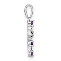 14K White Gold Amethyst and Diamond Cross Pendant view 2