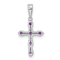 14K White Gold Amethyst and Diamond Cross Pendant view 4