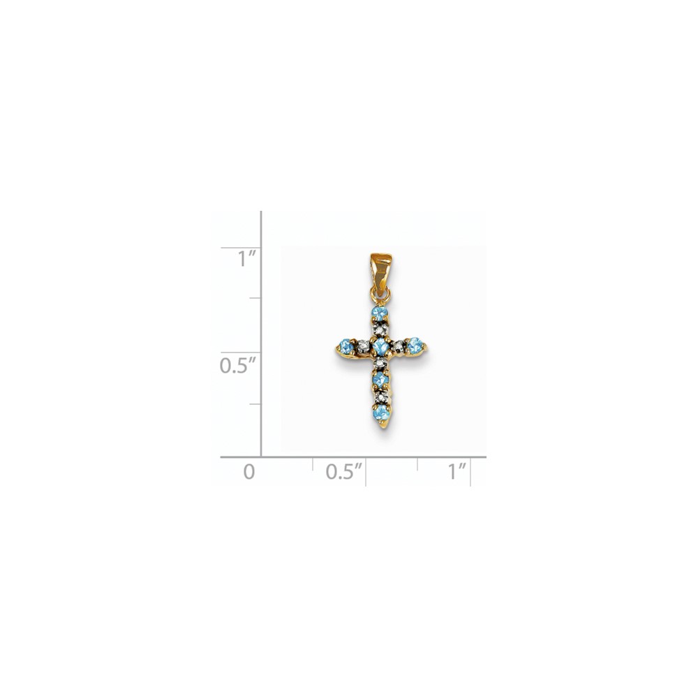 14k Blue Topaz and Diamond Cross Pendant (XP3387BT/A)