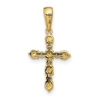 14K Yellow Gold Citrine and Diamond Cross Pendant view 3