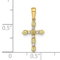 14K Yellow Gold Peridot and Diamond Cross Pendant view 4