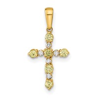 14K Yellow Gold Peridot and Diamond Cross Pendant view 1