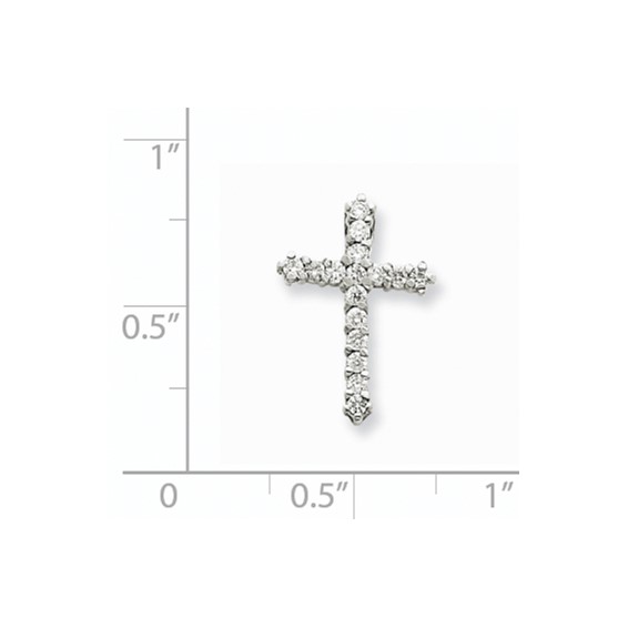 14k White Gold AA Diamond Cross Pendant