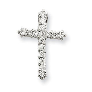 14k White Gold AA Diamond Cross Pendant