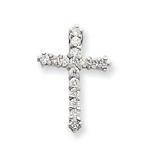 14k White Gold AA Diamond Cross Pendant