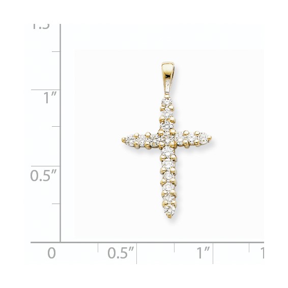 14k White Gold A Diamond Cross
