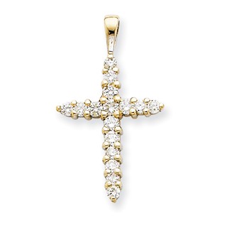 14k White Gold AA Diamond Cross Pendant