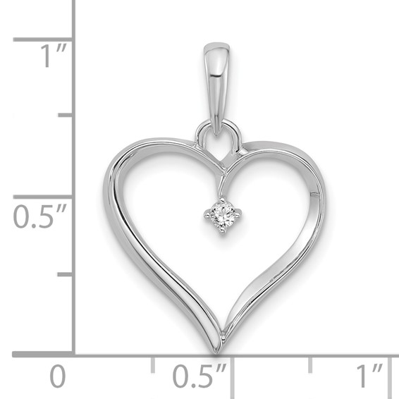 14K White Gold Diamond Heart Pendant