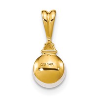 14K Yellow Gold 6-7mm White Round Freshwater Cultured Pearl and Diamond Pendant view 4