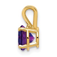 14K 6mm Yellow Gold Round Amethyst Pendant view 2