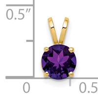 14K 6mm Yellow Gold Round Amethyst Pendant view 3