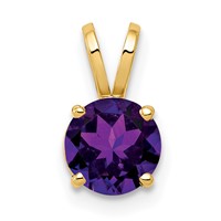 14K 6mm Yellow Gold Round Amethyst Pendant view 1