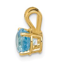 14K 6mm Yellow Gold Round Blue Topaz Pendant view 2