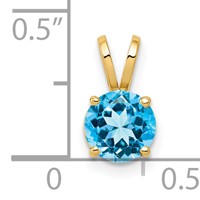 14K 6mm Yellow Gold Round Blue Topaz Pendant view 3