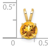 14K 6mm Round Citrine Pendant view 4