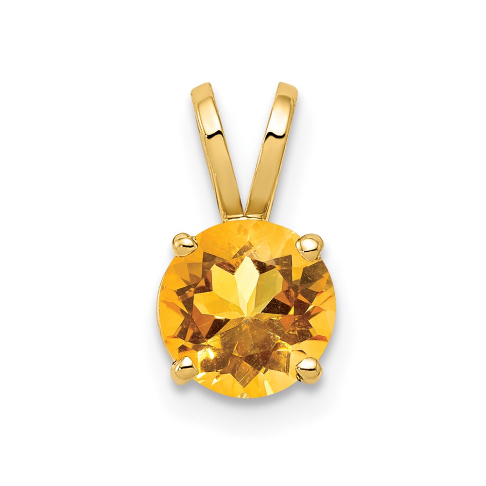 14K 6mm Round Citrine Pendant