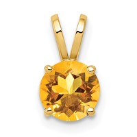 14K 6mm Round Citrine Pendant view 1