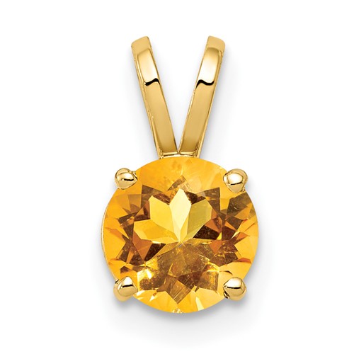 14K 6mm Yellow Gold Round Citrine Pendant