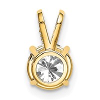 14K 6mm Round Cubic Zirconia Pendant view 3