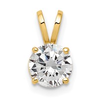 14K 6mm Round Cubic Zirconia Pendant view 1
