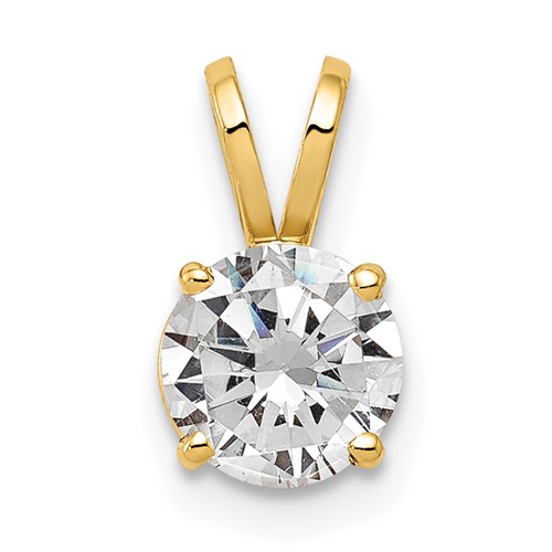14K 6mm Yellow Gold Round Cubic Zirconia Pendant