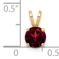 14K 6mm Yellow Gold Round Garnet Pendant view 3