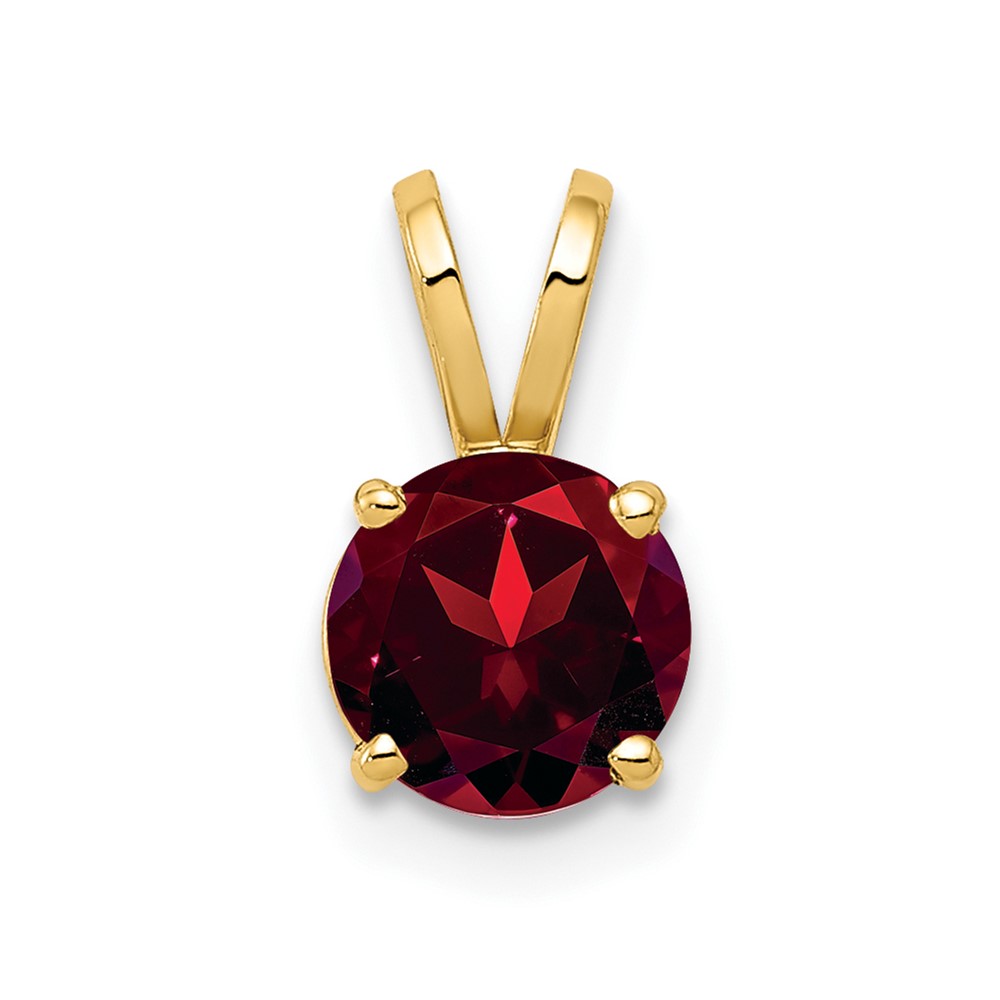 14K 6mm Yellow Gold Round Garnet Pendant