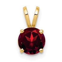 14K 6mm Yellow Gold Round Garnet Pendant view 1