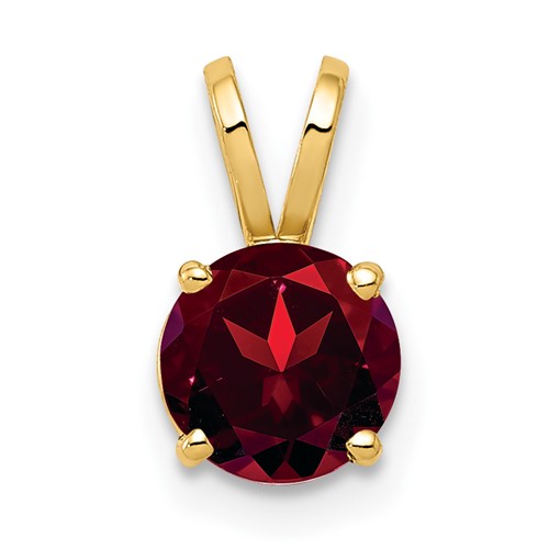 14K 6mm Yellow Gold Round Garnet Pendant
