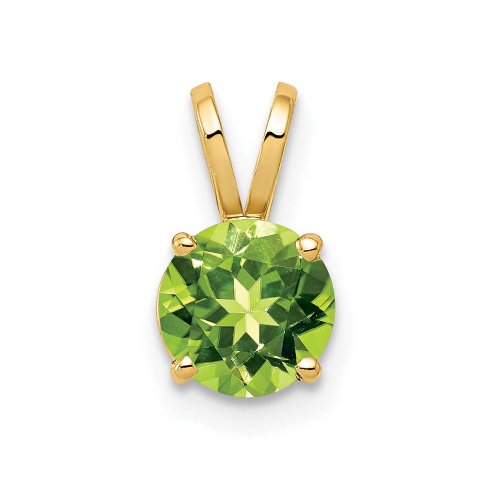 14K 6mm Yellow Gold Round Peridot Pendant