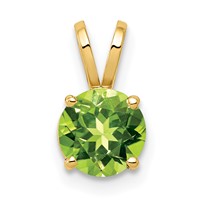 14K 6mm Yellow Gold Round Peridot Pendant view 1