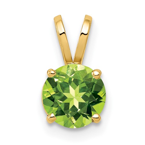 14K 6mm Yellow Gold Round Peridot Pendant