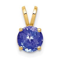 14K 6mm Yellow Gold Tanzanite Pendant view 1