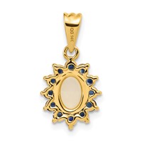 14K Yellow Gold Genuine Opal and Sapphire Halo Pendant view 4