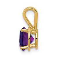 14K 7mm Yellow Gold Round Amethyst Pendant view 2