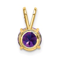 14K 7mm Yellow Gold Round Amethyst Pendant view 3